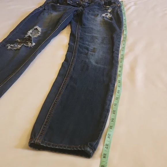 Vintage Y2K Refuge Dark Blue Distressed Skinny Jeans Women's Size 2 - Picture 10 of 16
